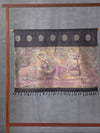 Radha Krishna Pallu on Black Silk Saree with Damask Motifs